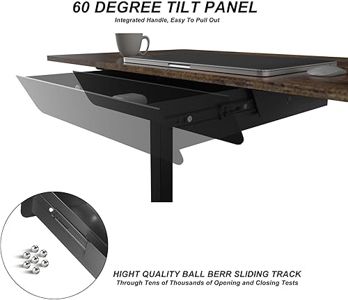 Miniatura 6 de Gaxomo Cajón deslizante montado debajo del escritorio con panel de inclinación de 60 grados para extraer, organizador de almacenamiento grande de 15