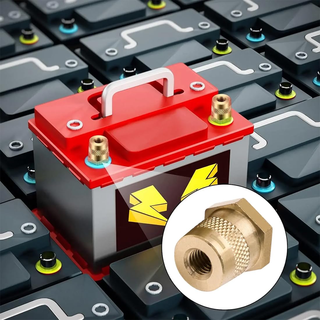 2 Pezzi Adattatore Poli Batteria,Adattatori per Batteria in Ottone M8,Positivo Negativo Adattatori per Batteria, Terminale della Batteria per Auto con Filettatura Esterna
