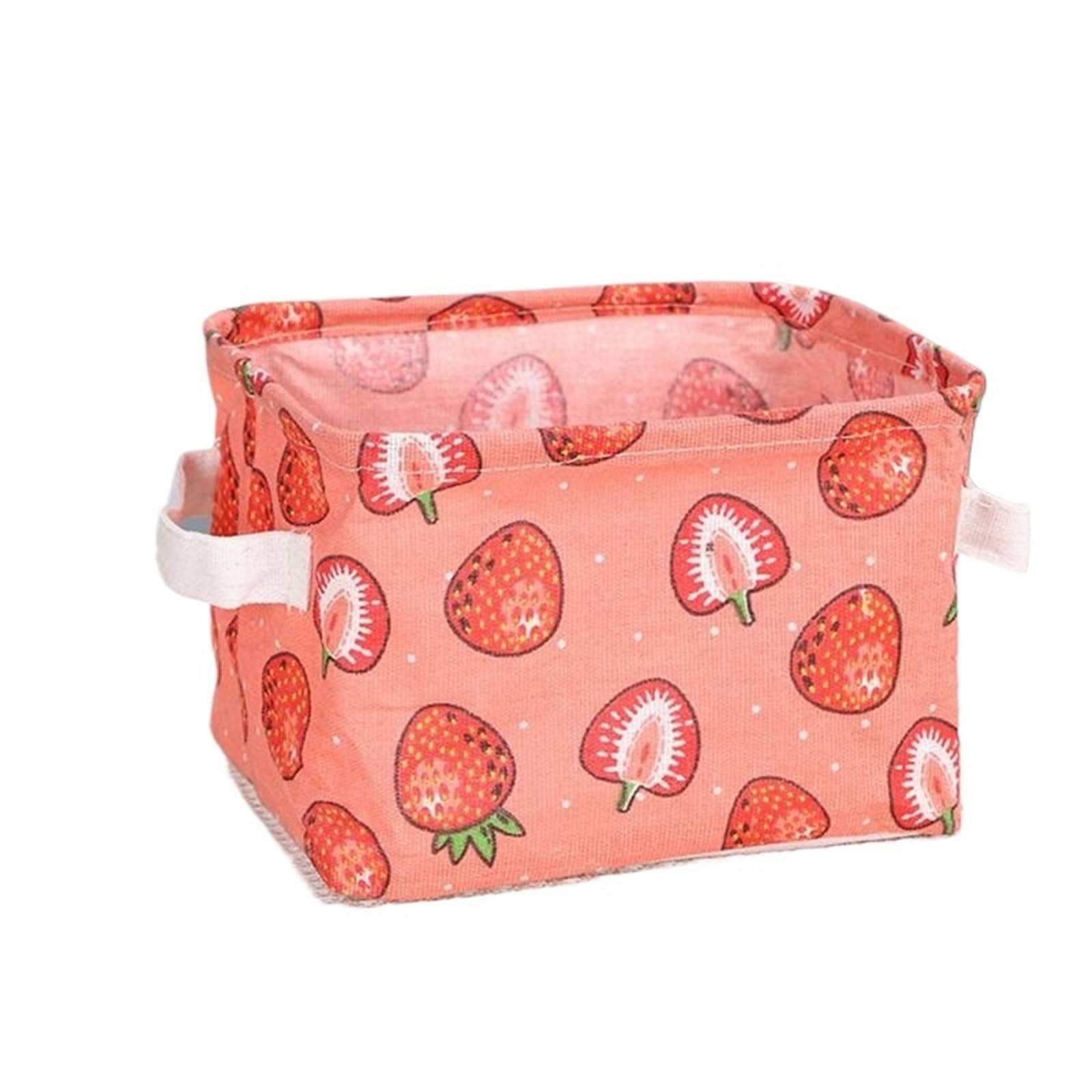 CGUOHU 8PCS Small Foldable Canvas Storage Basket With Handle Cotton And Linen Desktop Box Fresh Waterproof For Wardrobe Storage(PINK)