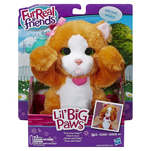 image for FurReal Friends Li'l Big Paws Peek-a-boo Daisy Pet, Orange,white,light