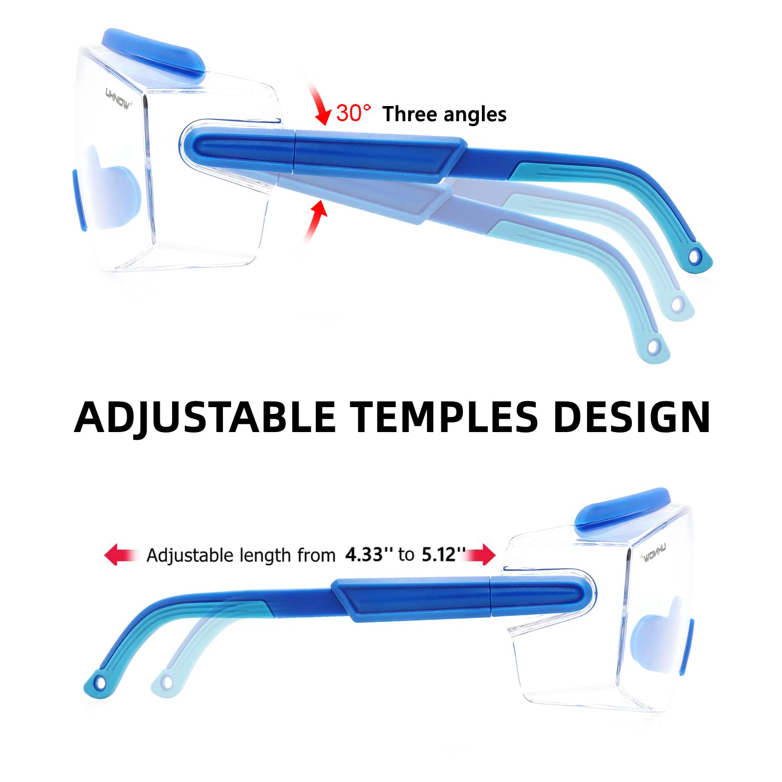 UKNOW Gafas de seguridad sobre gafas, gafas de seguridad antivaho con lente envolvente transparente, gafas protectoras ANSI Z87.1