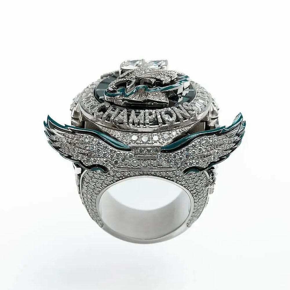 Bague De Champion De Football des Eagles 2025 avec Boîte Bagues De Championnat du Monde Gagnant De Rugby Prix Collection De Trophées Cadeaux Souvenirs Sportifs pour Les Fans