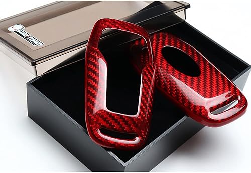 Miniatura 2 de Funda para llavero con acabado de fibra de carbono 100% real, color rojo, compatible con Ford F-150 Fusion, Mustang, Explorer, Edge, Lincoln, MKZ,