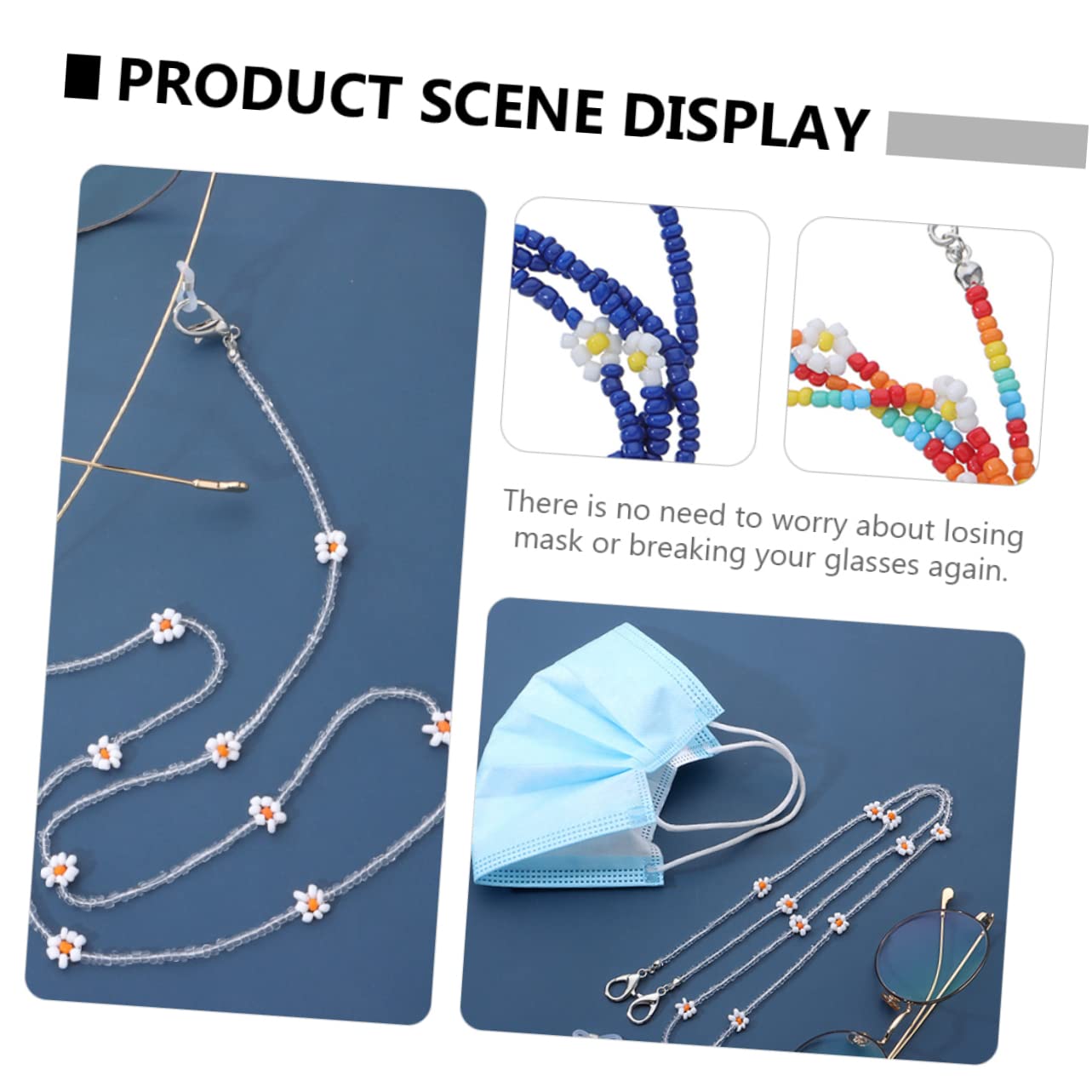 GALPADA Gänseblümchen-maskenkette Floret Brillenbänder Stylische Umhängebänder Brillenband Brillen Anti-verlorene Ketten Halsketten-lanyard Trendige Sonnenbrillen Für Damen