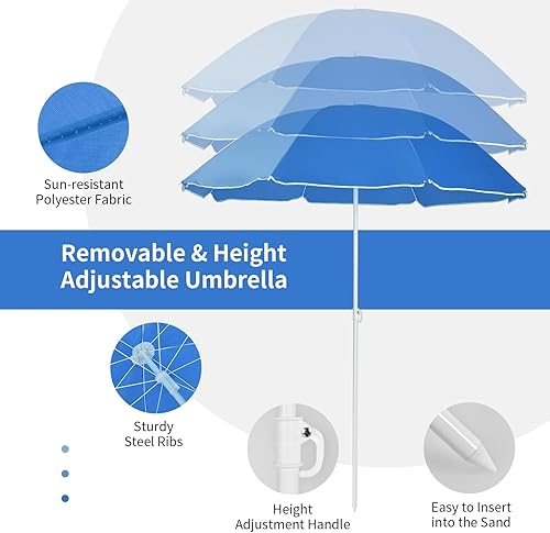 Miniatura 4 de ARLIME Sillas de playa plegables dobles con paraguas, sillas portátiles de picnic al aire libre con paraguas extraíble y mini bolsa de transporte de