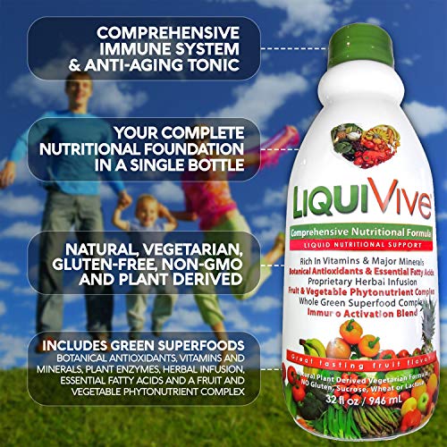 LiquiVive Liquid Vitamins Mega Nutrition | Vegetarian Daily Multivitamin Balance Immune Support Booster Superfood of Nature | Vitamin C D3 A B12 E K | 99.9% Vegan Non-GMO Gluten Free 32 fl oz - Image 5