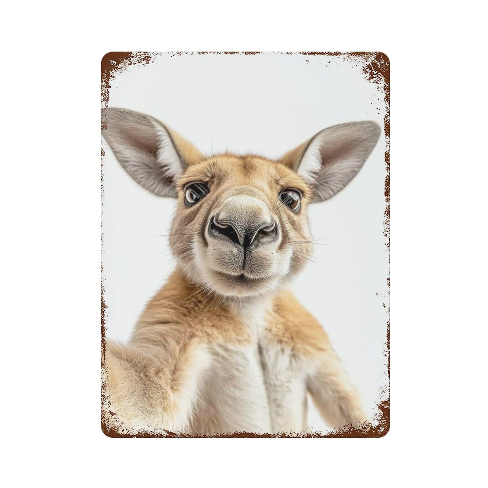 Decorative Tin Sign Kangaroo Selfie 15.7"x11.8", Decorative Metal Wall Art for Garage, Bar And Workshop Decor