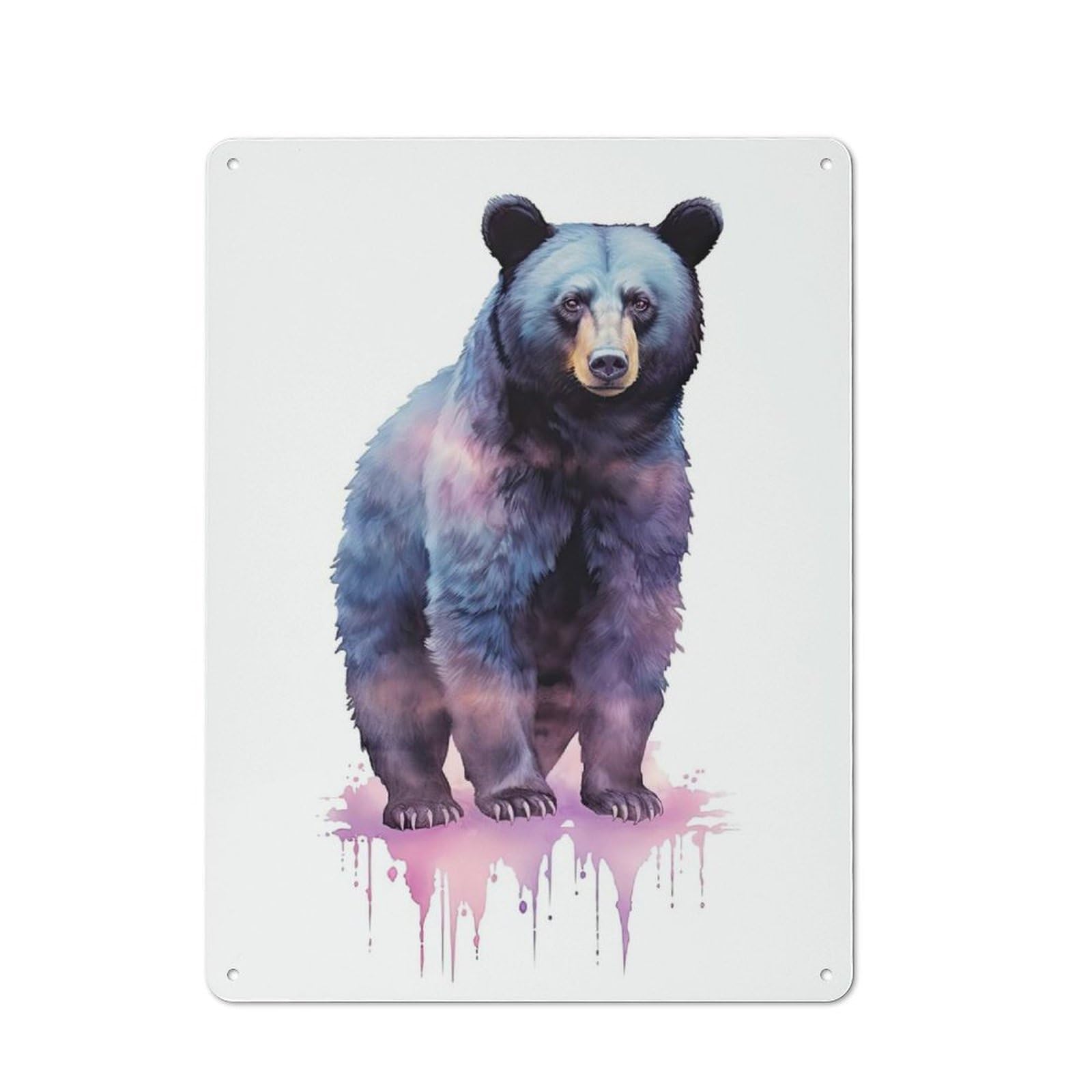 Bistro Style Watercolor Bear Painting Tin Wall Sign 40x30cm, Shop Wall Decor for Takeaway, Bar, Kitchen Or Counter Area
