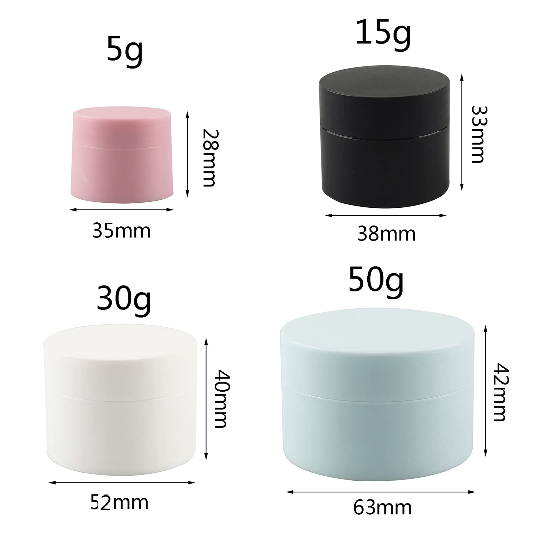 12 Pièces Vides Petit 30 ml Noir Mat Cosmétique Pot en Plastique avec Couvercle 30 g Pots de Cosmétique Crème de Contenant pour des Produits Cosmétiques avec 6x Spatules