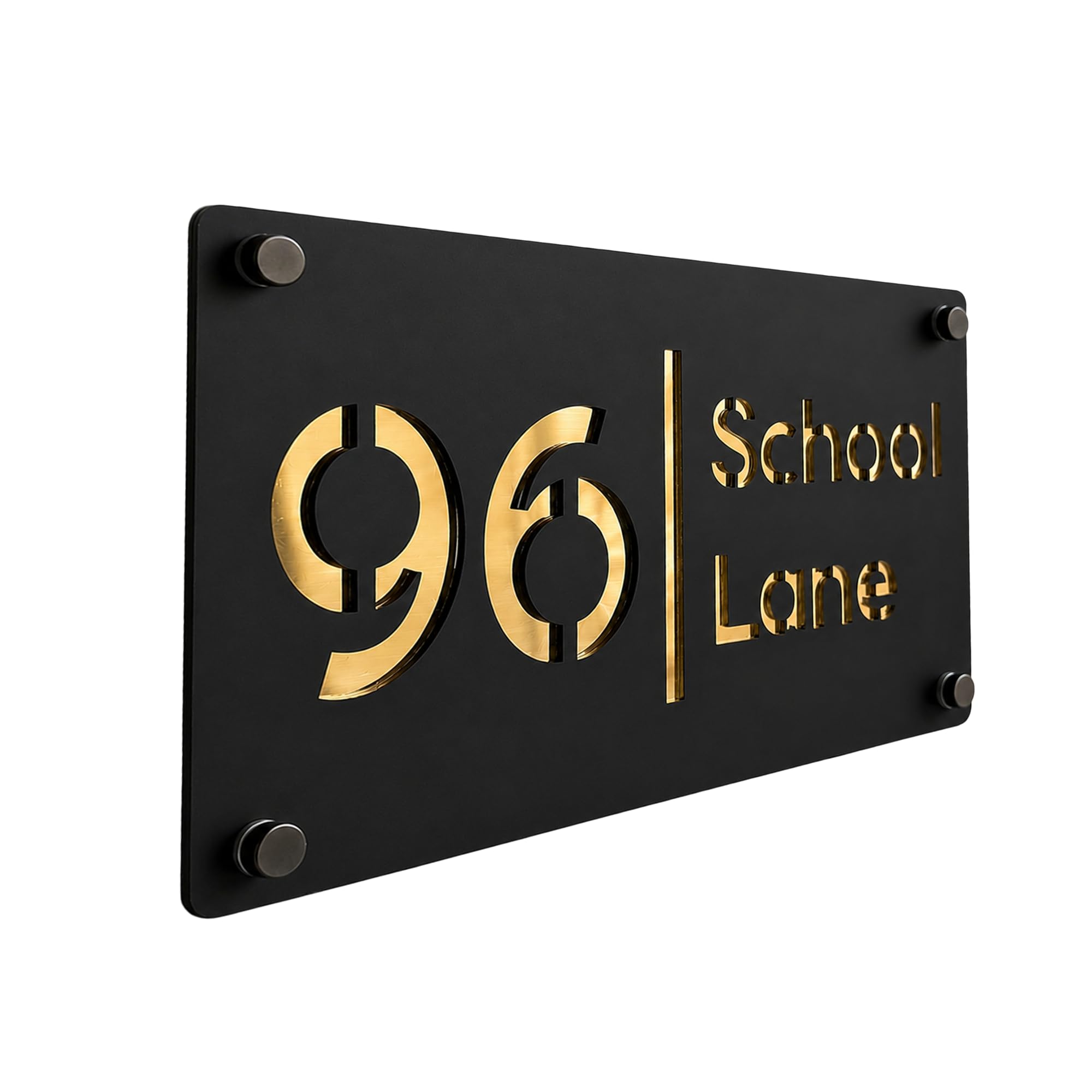 Housics 3D Acrylic House Number Sign, Mirror Door Plaque, Gold, 280x160mm