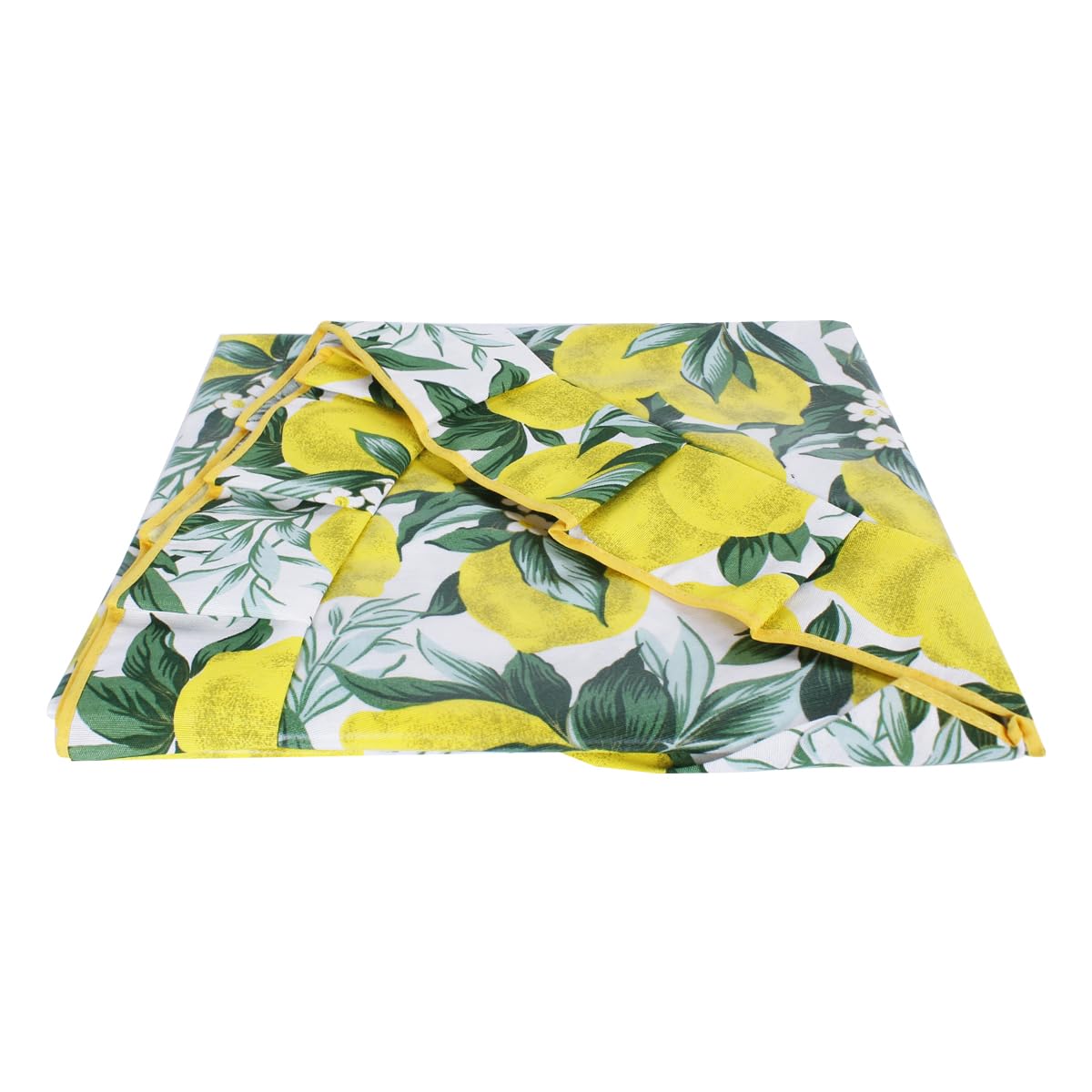 SaRani Tovaglia Plastificata con Stampa Limoni, Foglie Verdi e Volant, Impermeabile (Giallo, 140x230 cm)