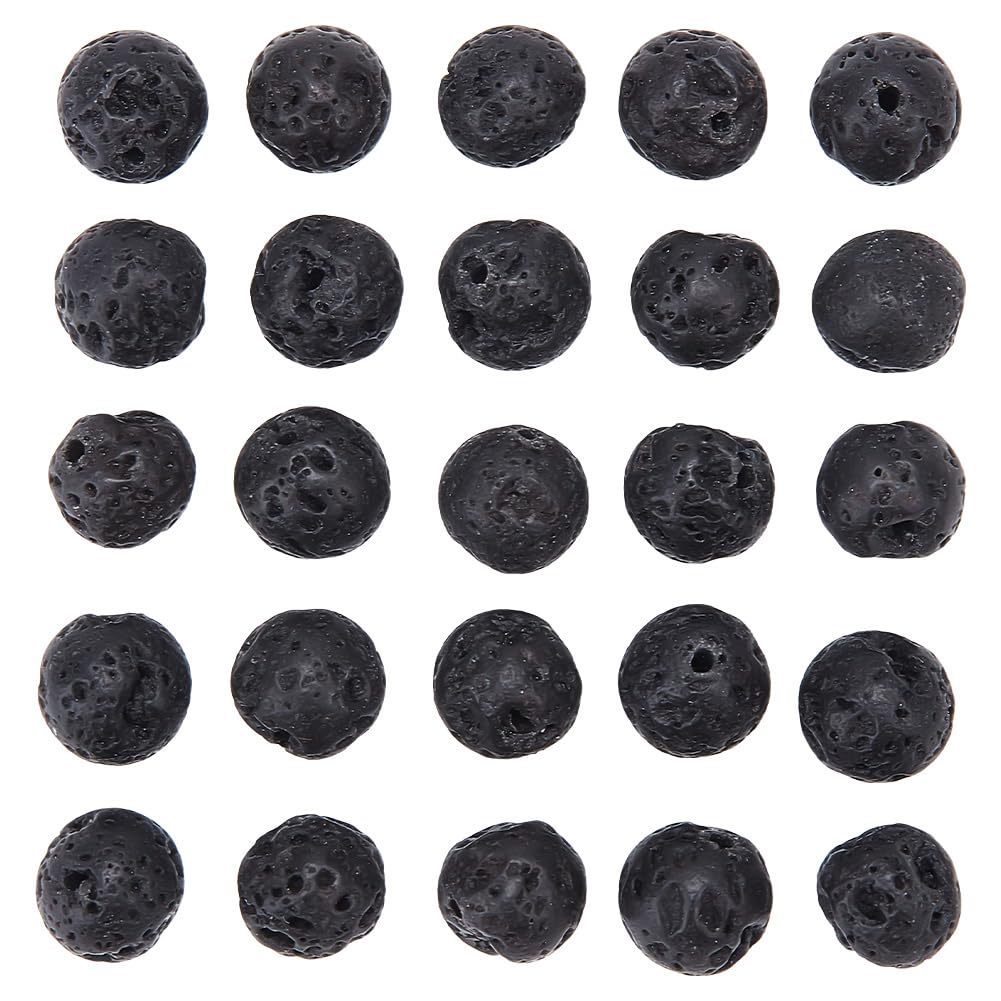 GOMAKERER About 180 Pcs 8mm Lava Beads, Natural Lava Rock Round Beads Black Loose Beads Chakra Beads for DIY Bracelet Necklace Earring Jewelry Making Crafts Supplies