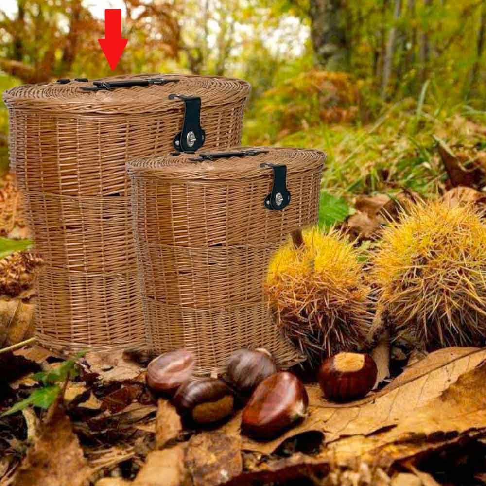 Gerla Zaino Vimini Grande con Coperchio e Tracolle 52x40 h51 Funghi