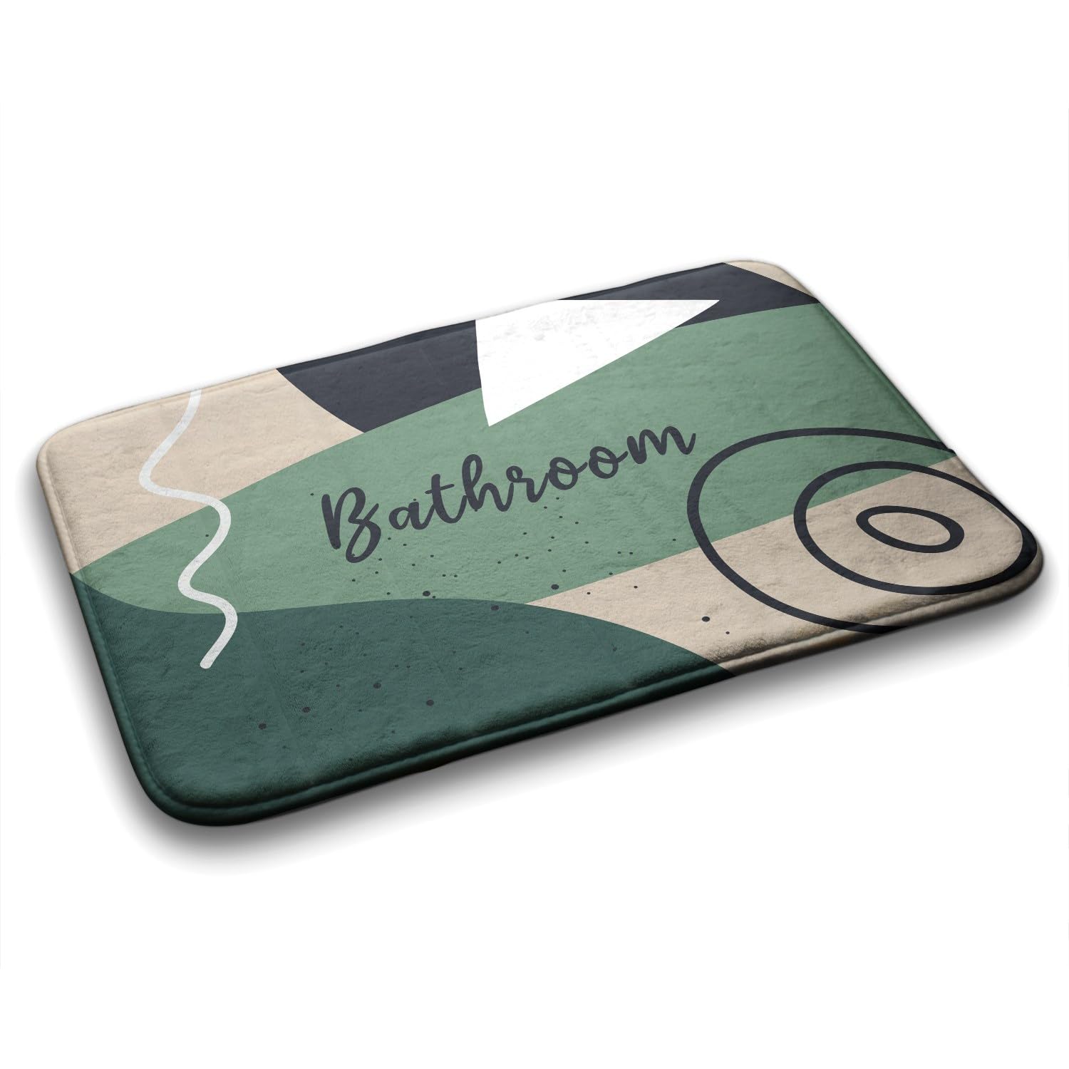 Tapis de salle de bains antidérapant et imperméable motif géométrique