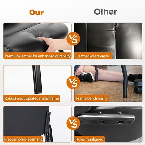 Miniatura 5 de Sillas de recepción, sala de conferencias de cuero con brazos acolchados y sin ruedas para espacios de reuniones de oficina profesionales y asientos