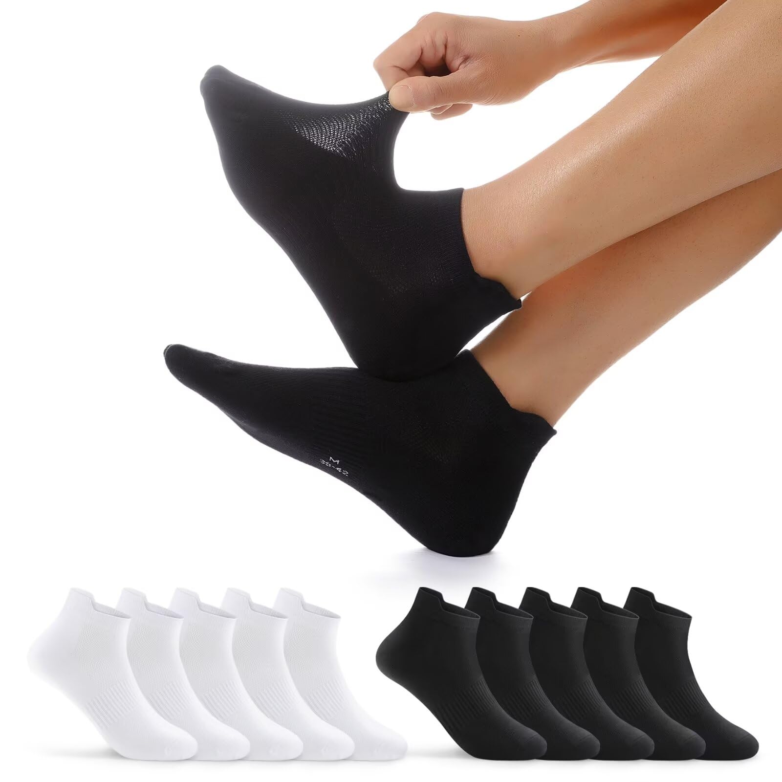 EKSHER 10 Paia Calzini Uomo Corti Calze Donna Corte Cotone Calza Sportive Basse Traspirante Running Elastiche Tennis