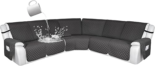 Miniatura 65 de HDCAXKJ 100% Fundas impermeables para sofá seccional reclinable en forma de L, funda de sofá reclinable acolchada lavable, fundas de esquina para