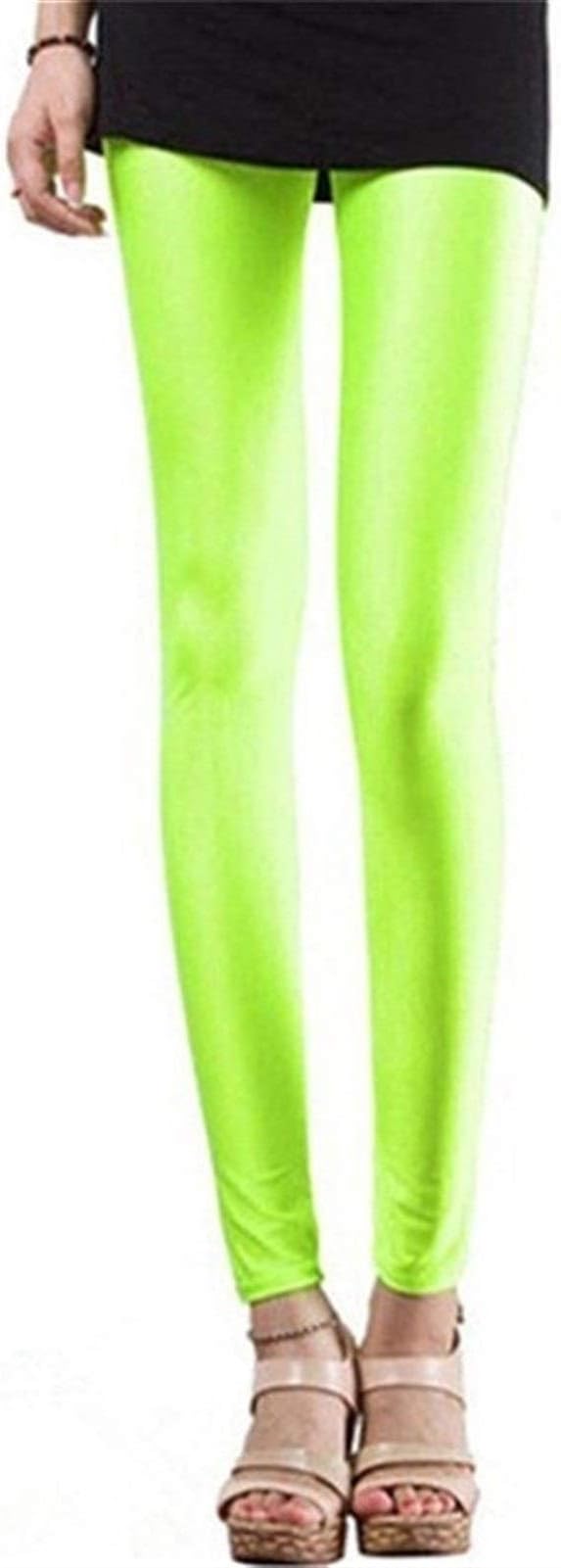 XBECO Leggings High Elastic Skinny Pants Thin Legins Workout Slim Pants Casual Spandex Legging Sexy Solid Candy Jeggings Good Elasticity (Color : K036 Fluoresce Green, Size : XL.)