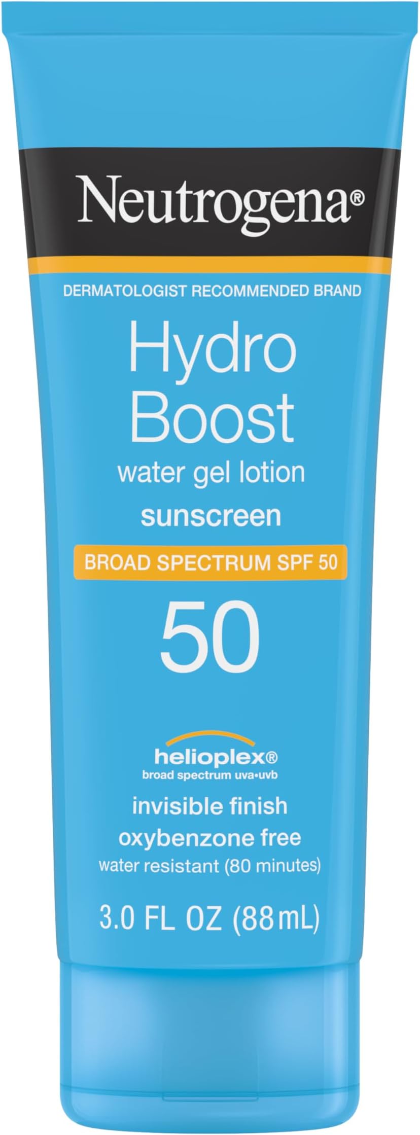 Neutrogena Hydro Boost Water Gel Sunscreen SPF 50, Oil‑Free Hydrating & Water‑Resistant Face & Body Sunscreen Lotion, Non‑Greasy, Broad Spectrum, Lightweight Moisturizer, 3 fl oz