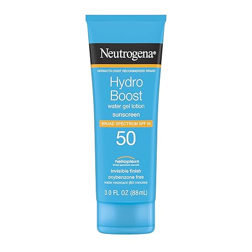 Neutrogena Hydro Boost - Loción hidratante de gel de agua con protección solar de amplio espectro SPF 50, loción protectora solar hidratante