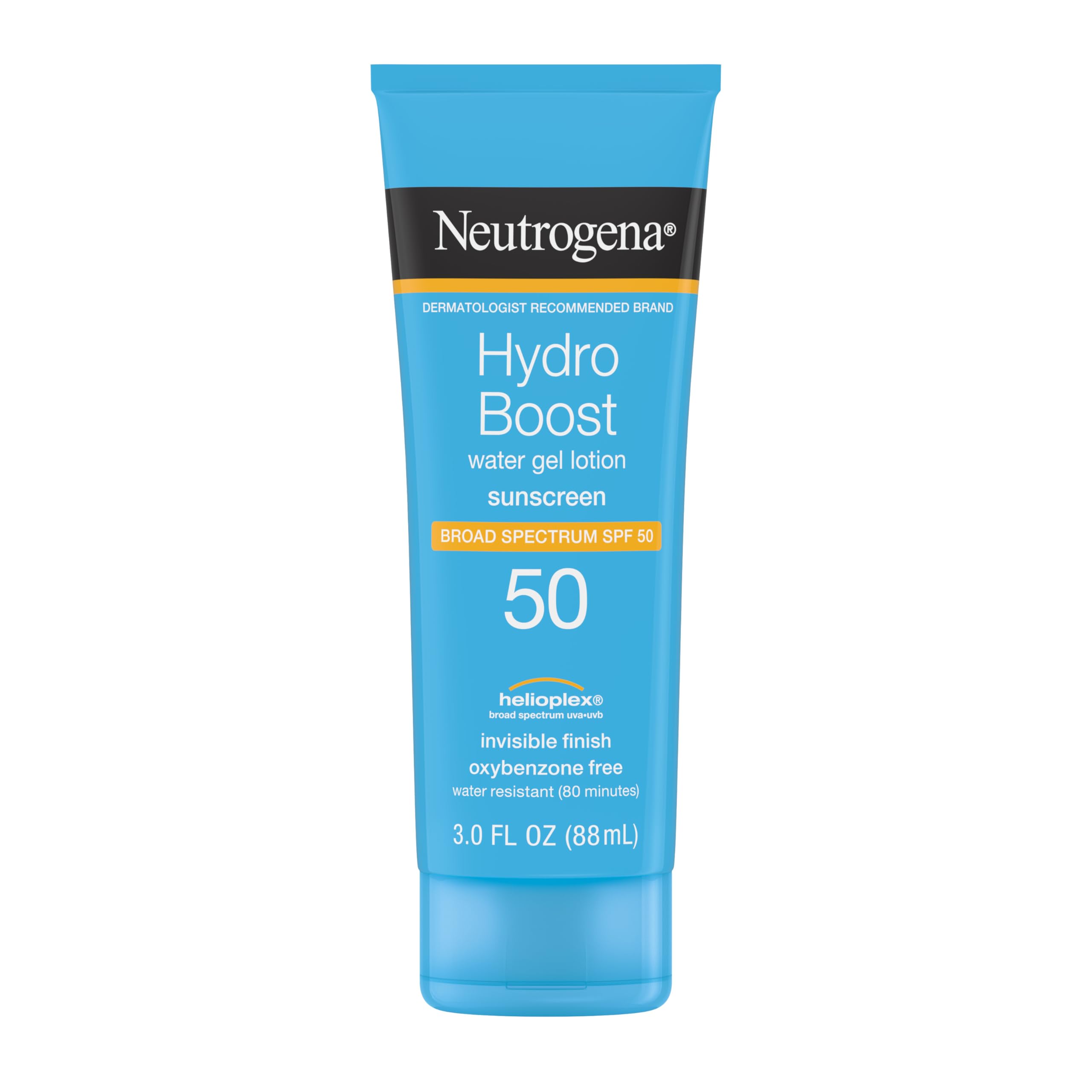 NeutrogenaHydro Boost Moisturizing Water Gel Sunscreen Lotion with Broad Spectrum SPF 50, Water-Resistant & Non-Greasy Hydrating Sunscreen Lotion, Oil-Free, 3 fl. oz