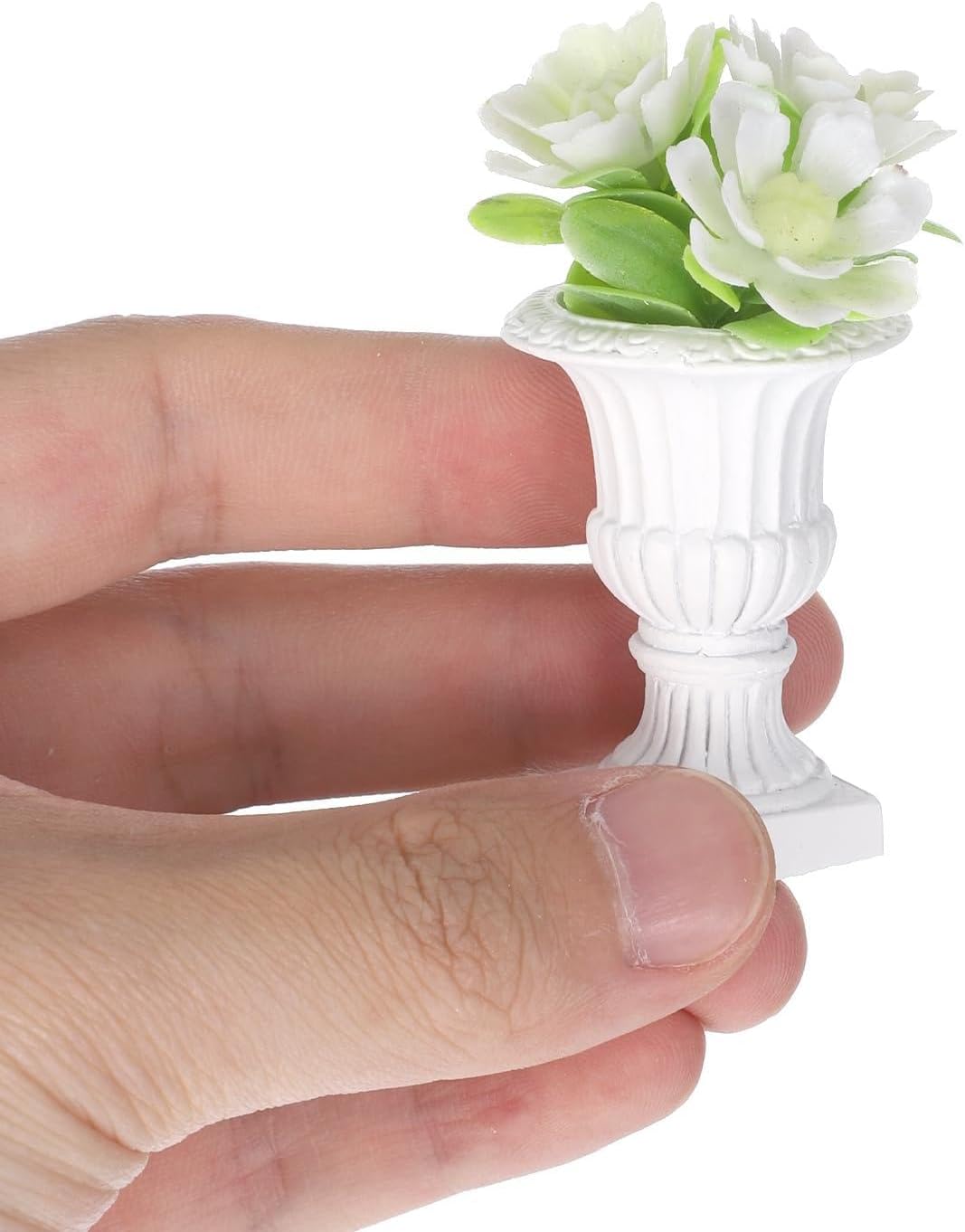 2pcs Miniature Dollhouse Accessories, Resin Flower Bed Plants Artificial Tiny Potted Greenery Ornament Scale Model House Decor DIY Gift Decorminiature Decoration for Desktop Ornament Craft