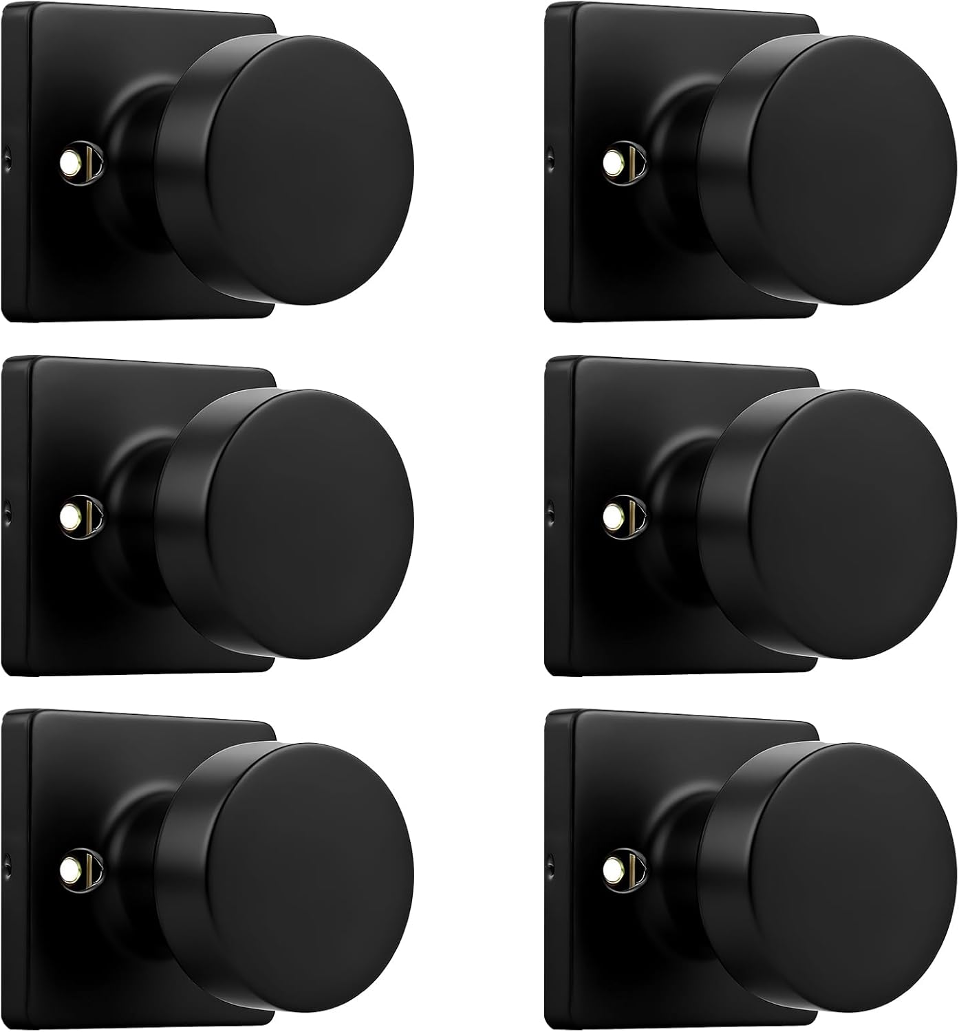 Probrico Interior Dummy Door Knobs 6 Pack, Matte Black Non-Turning Door Handles Inside, Closet/Flight of Stairs Door Knobs Square Panel Knob for Closet