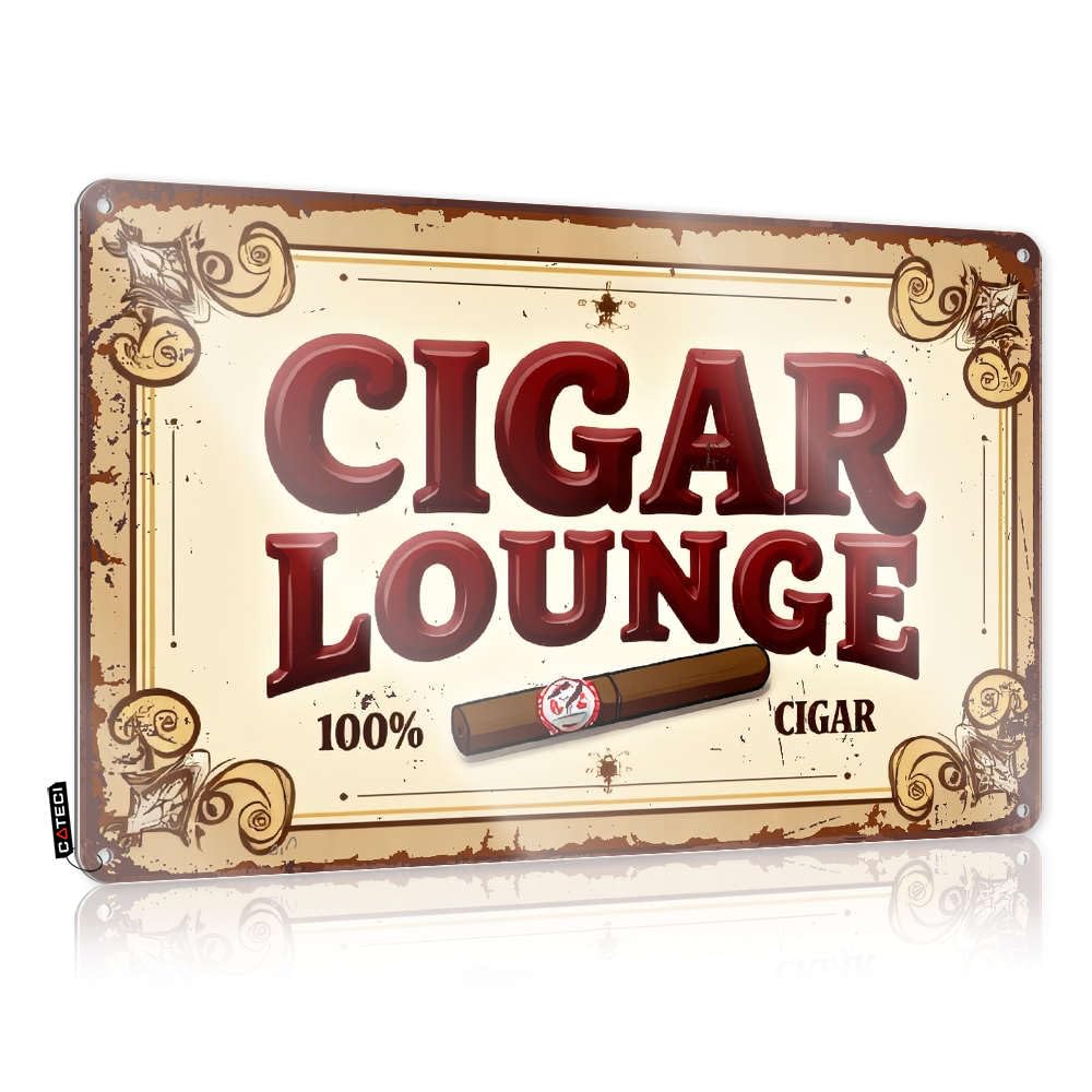 Metal Beer Signs Cigar Lounge - 100% Cigar Experience. Tin Sign Small Sign Metal Sign Funny(20X30CM)