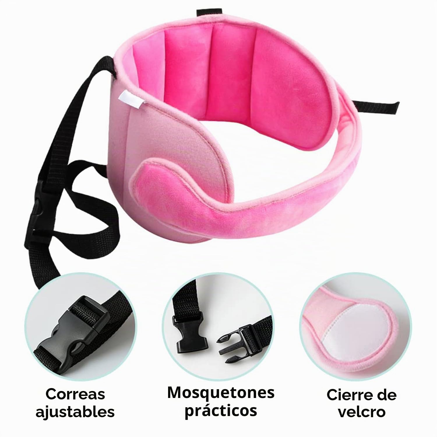 LATRAT - Cinturón de ayuda para la cabeza para asiento de coche infantil, reposacabezas ajustable para asiento de seguridad infantil, cómodo cuña cuello almohada cabeza fijación Holder repositorio