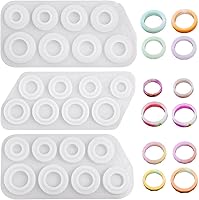 LCcakem Resin Ring Molds Set of 3 - 24 Sizes Silicone Molds for Epoxy Resin Jewelry, Earrings, Pendants, Keychains DIY Crafts