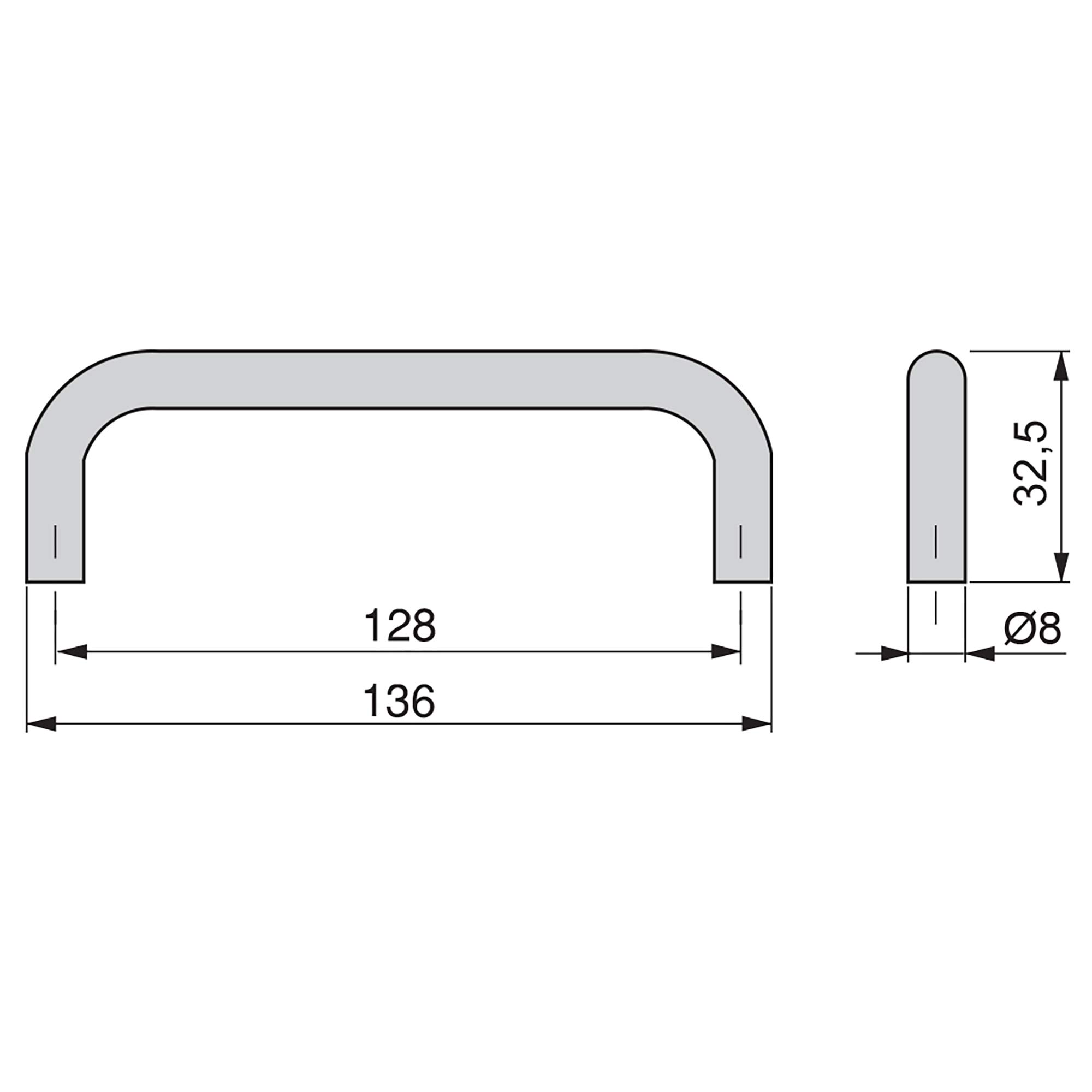 Emuca 9163411 Maniglia per mobile diametro Ø8mm, CC 128mm, Acciaio, Cromato, Set di 20