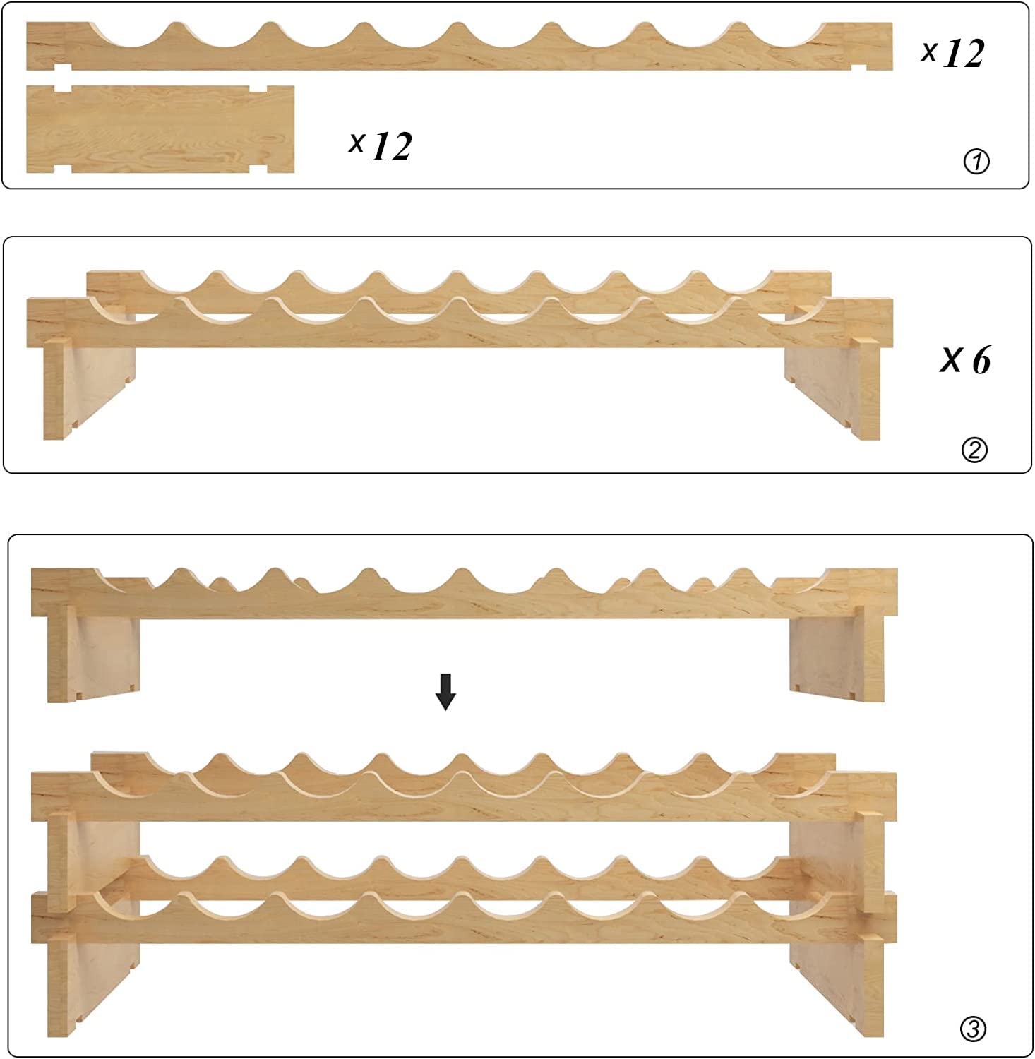 DlandHome Étagère à Vin Empilable Pour 32 Bouteilles De Vin