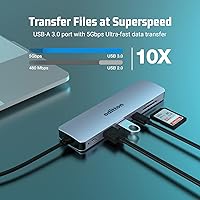 Vista 5 de Hub USB C, estación de acoplamiento USB C 7 en 1, adaptador multipuerto HDMI, 100 W PD, 2 USB 3.0, USB C 3.0, base SD/TF para portátil tipo C