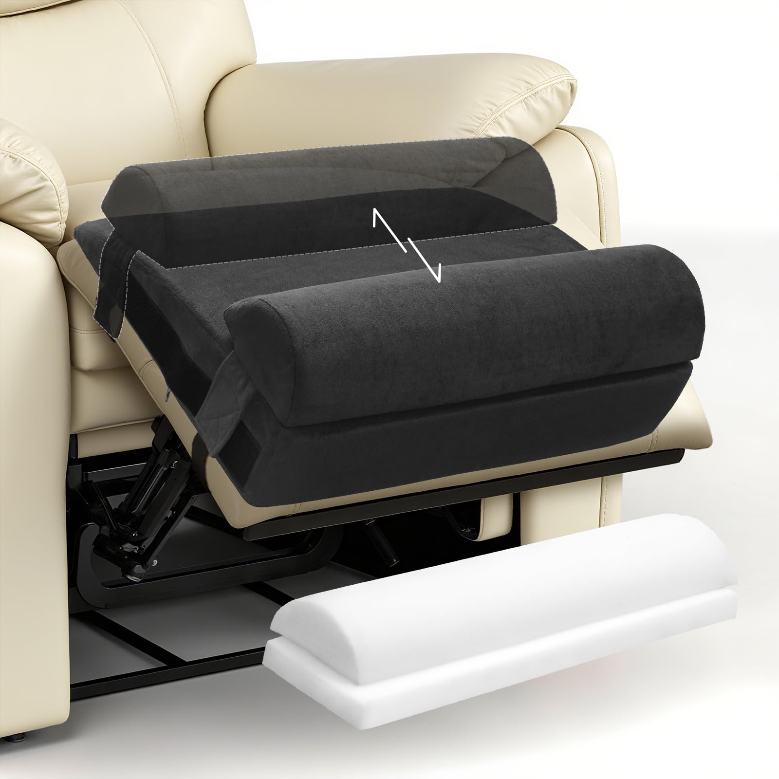 Recliner Beinstützenkissen - Recilner Fußstützenkissen mit abnehmbarem Halbzylinder für überlegene Unterstützung, verstellbares Fußkissen für Relaxer, Liegestuhl Beinkissen mit 2 Riemen