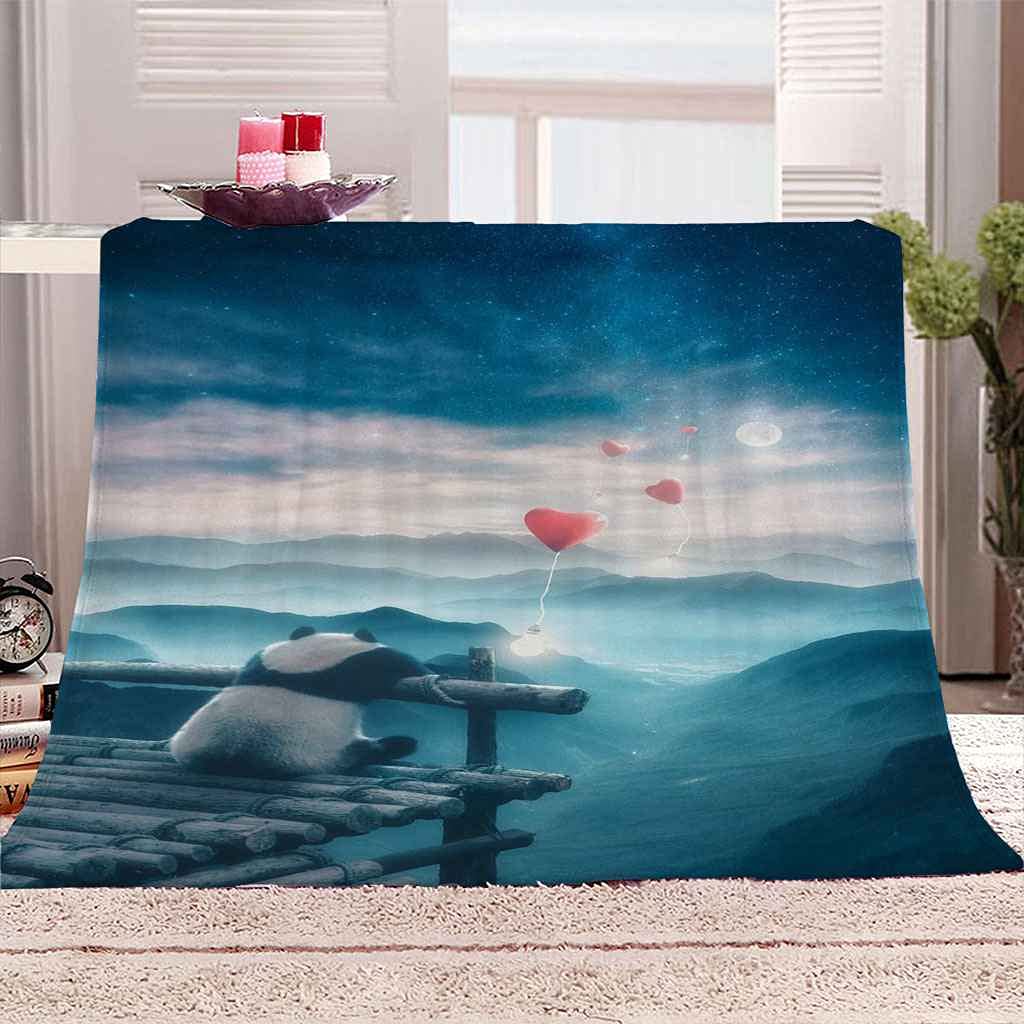 Couverture flanelle panda de qualité supérieure pour lit et sofa 150x200