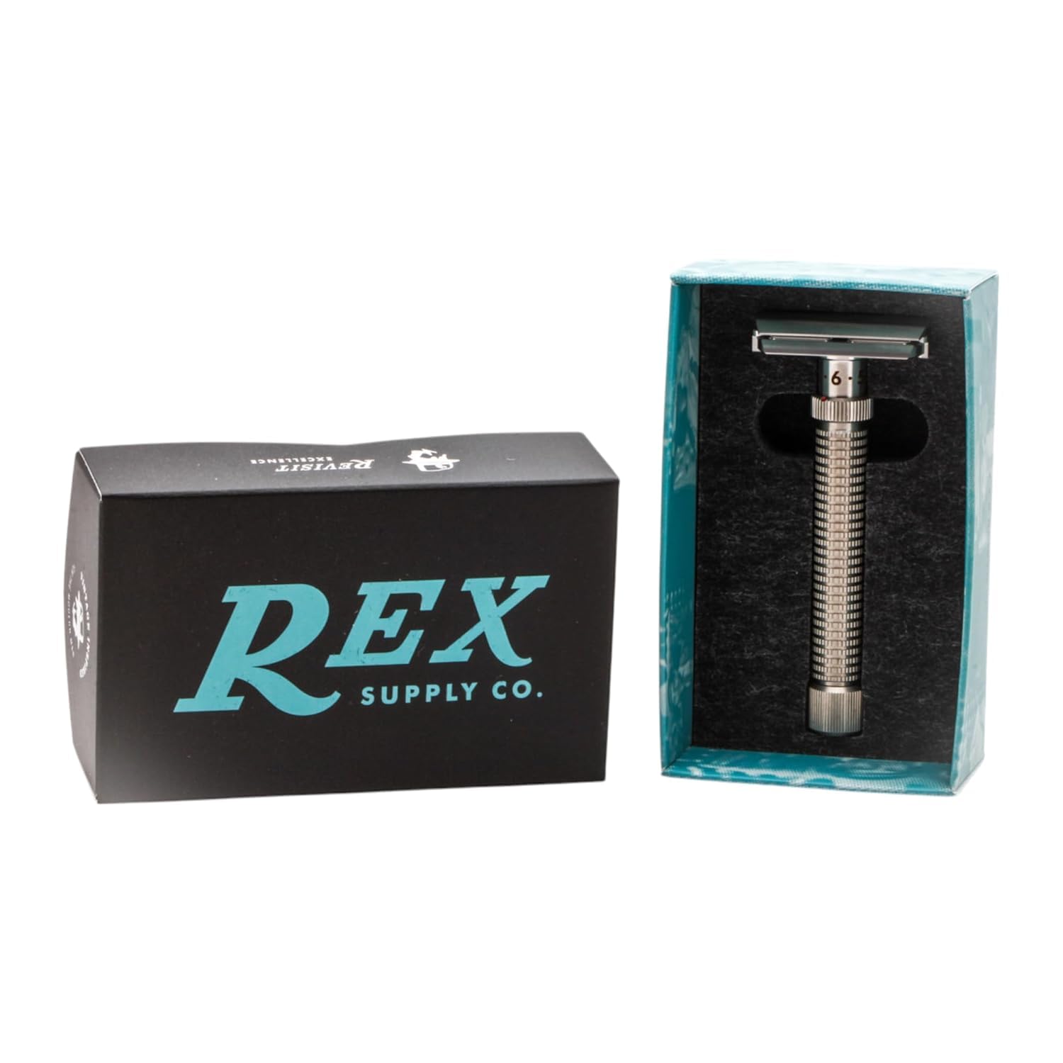 Rex Supply Co. Ambassador XL - Rasoio di sicurezza regolabile a doppio bordo in acciaio inox | Manico extra lungo | Esposizione della lama personalizzata | Garanzia a vita | Prodotto negli Stati Uniti