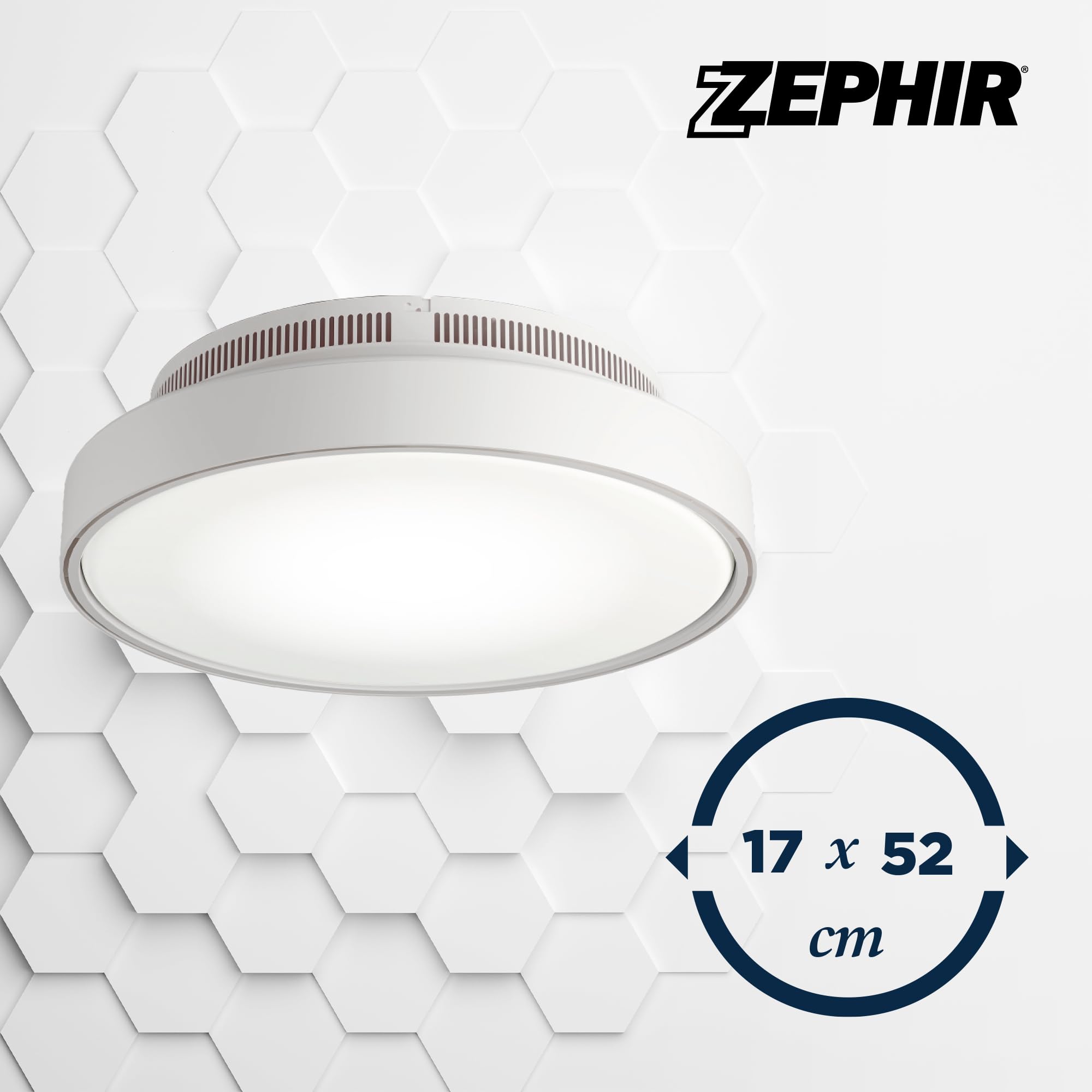Zephir Ventilatore Plafoniera LED Senza Pale, Luce Bianca CCT 48W, 6 Velocità, Timer E Funzione Notturna, Motore 35W, 17x52 Cm