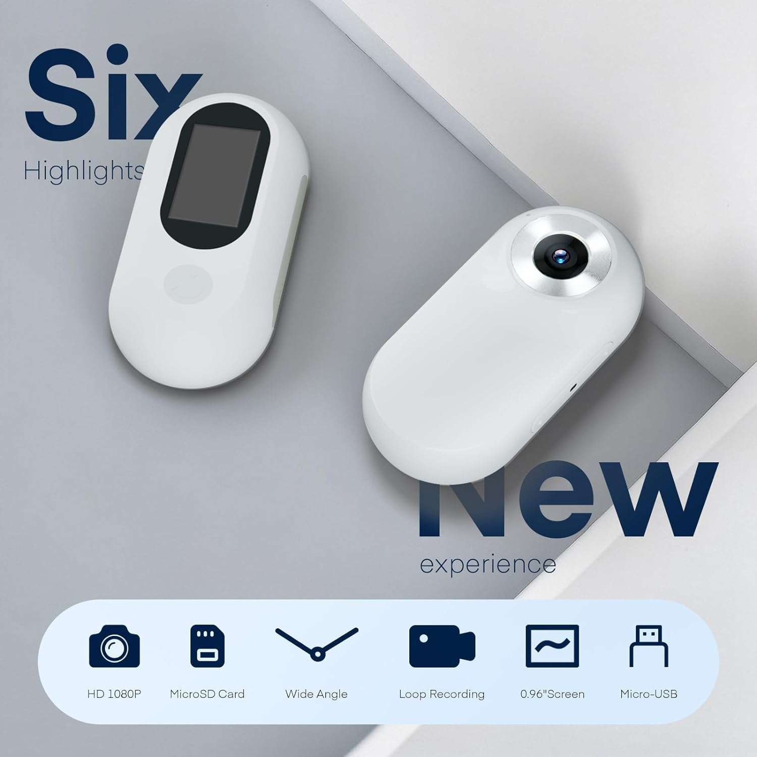 Caméra HD 1080P pour Animaux de Compagnie avec Enregistrement vidéo,Mini caméra de Sport sans Fil,Petites caméras d'action pour caméra corporelle,sans WiFi avec Carte SD(White No Card)