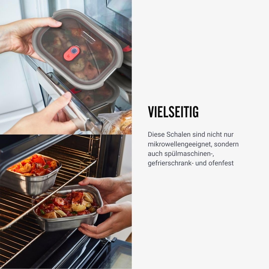 BLACK + BLUM Lunchbox-Set 3-tlg., 600/900/1200 ml, Vakuumverschluss | auslaufsicher, BPA-frei, mikrowellengeeignet, backofenfest, gefriergeeignet, eckig, robust, langlebig, praktisch