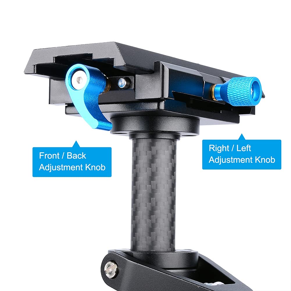 EMUKOEP Stabilizzatore Portatile in Fibra di Carbonio S60T Regolabile da 15" a 23,6" Ideale per Fotocamere DSLR (Nera)