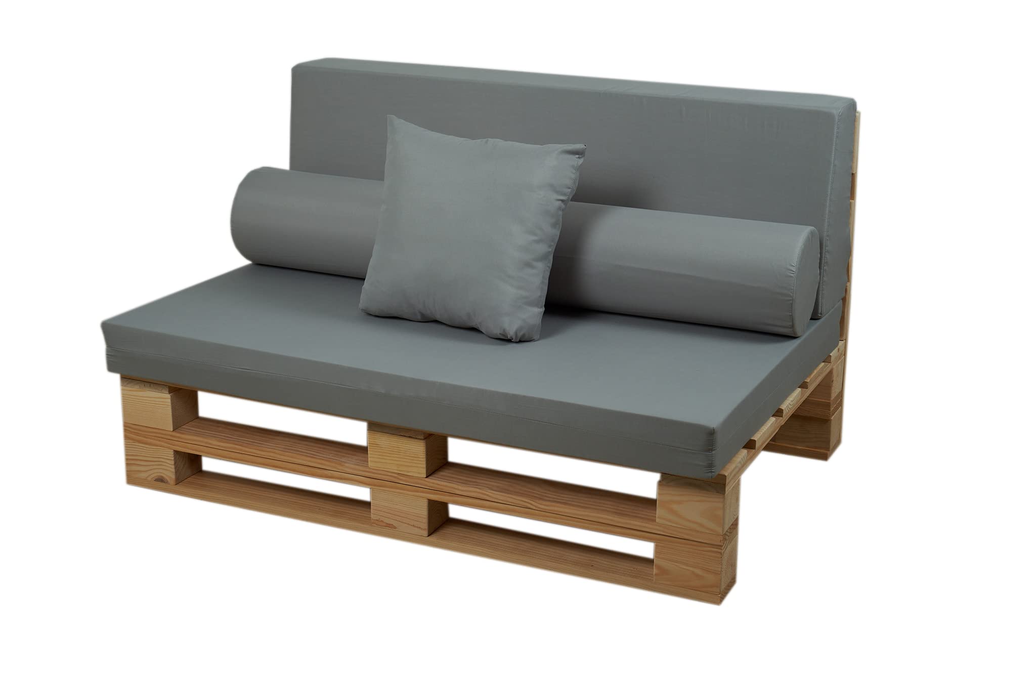 Palets Talavera Set cuscini in tessuto microfibra per divano in pallet (Sedile + Schienale, Grigio, 100x60)