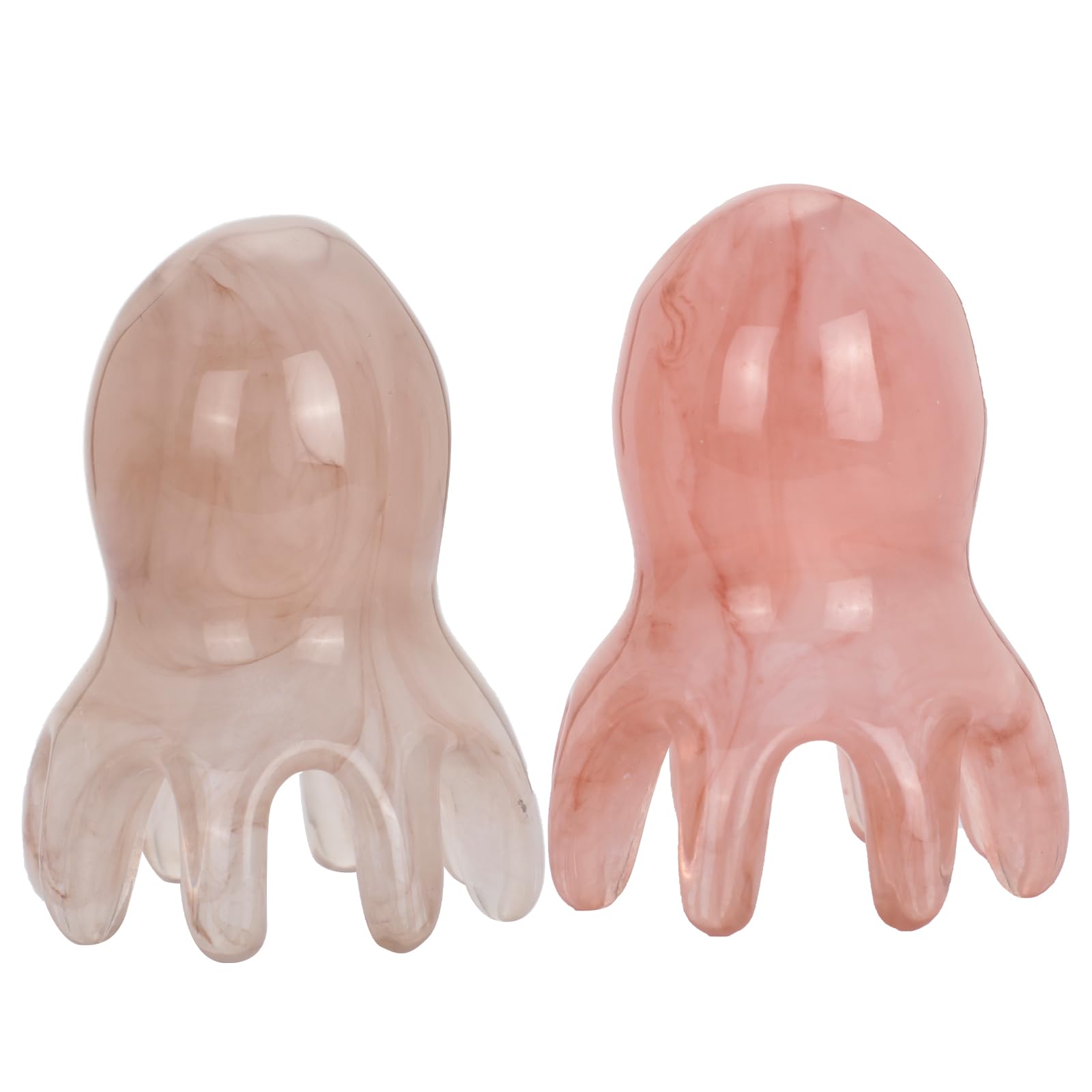 2Pcs Octopus Head Massage Comb - Scalp Massager Tool for Deep Relaxation Amber and Gray Manual Acupressure Massager