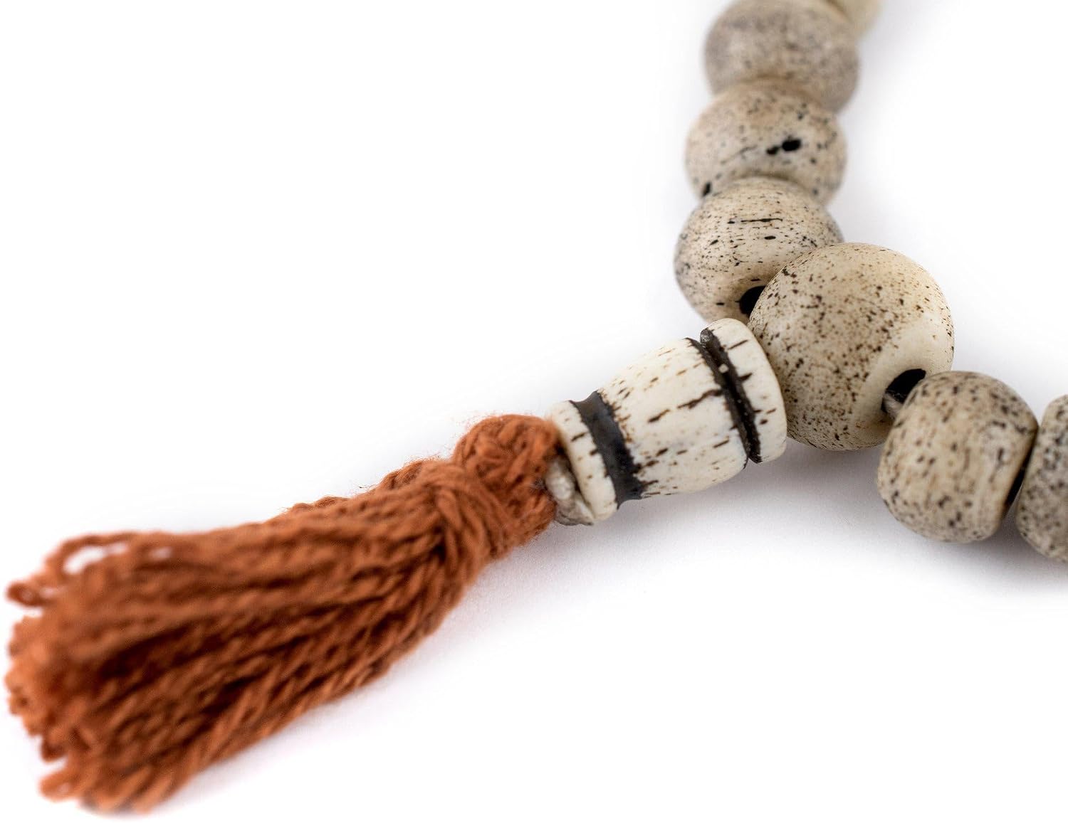 The Bead Chest 108 10mm Rustic Grey Bone Mala Beads - Handmade Fair Trade Nepal Prayer Rosary Beads Necklace for Mediation, Yoga, Jewelry Making, Crafts