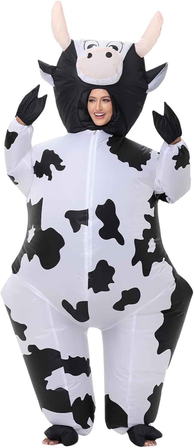 Inflatable Cow Costume Adult Animal Costume Halloween Inflatable Costume Christmas Cow Blow Up Suit for Women Cosplay