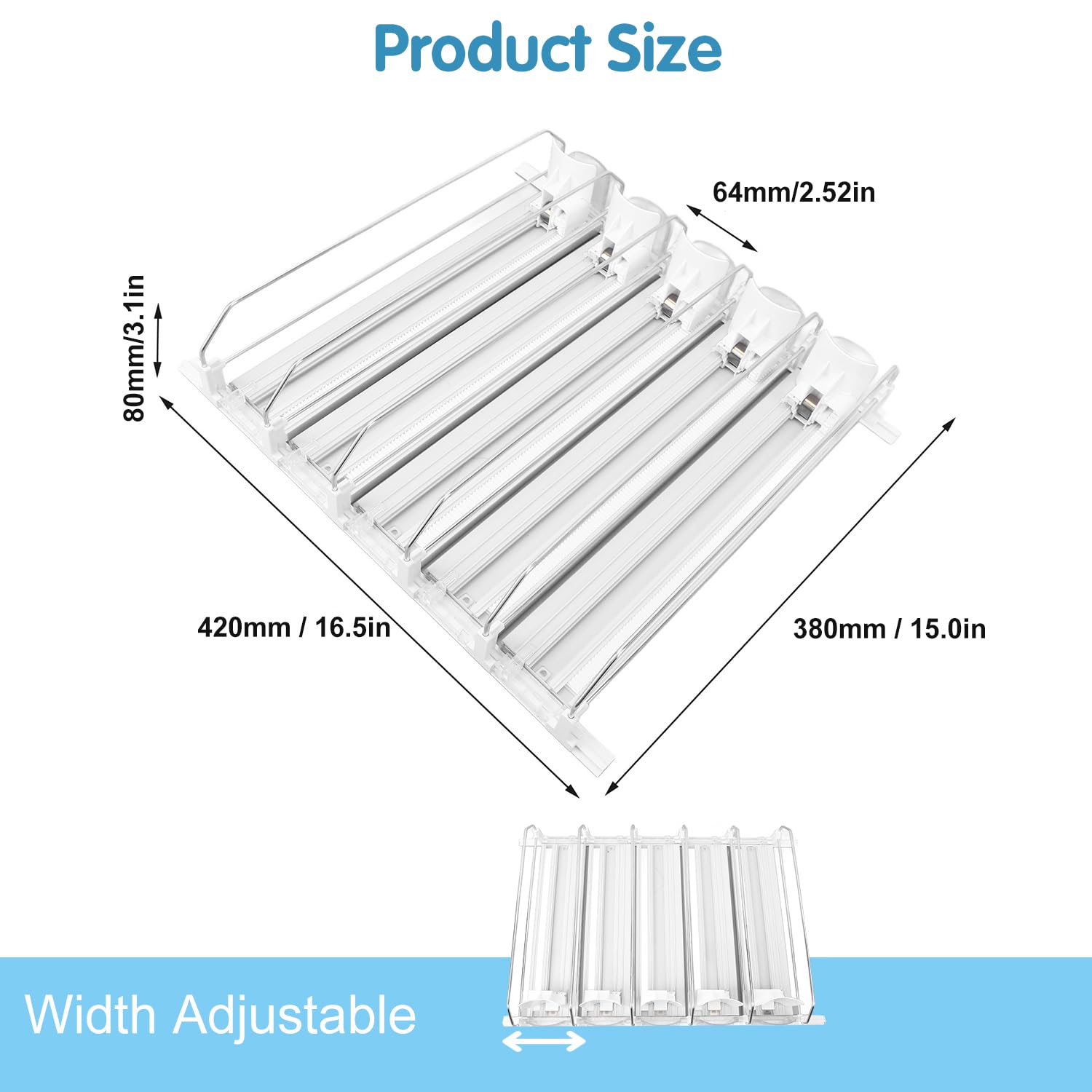 Organizador De Bebidas Para Frigorífico, Dispensador De Latas De Refresco De 18,9 X 15,0 X 3,1 Pulgadas Para Frigorífico, Dispensador De Bebidas Con Deslizador Automático (Blanco)