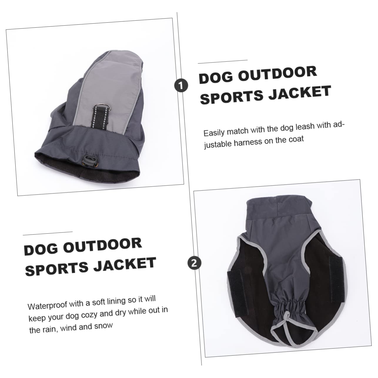 POPETPOP Hundemantel für Große Hunde mit Verstellbarem Geschirr Warmes Polyester Winterjacke für Hunde bei Regen und Outdoor Fotos in Schwarz XXXL