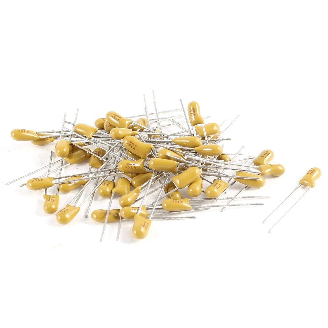 Sourcing Map 20pcs 47uF 10V Radial à 2 Broches Du Cordon Jaune Feux De Condensateurs Au Tantale