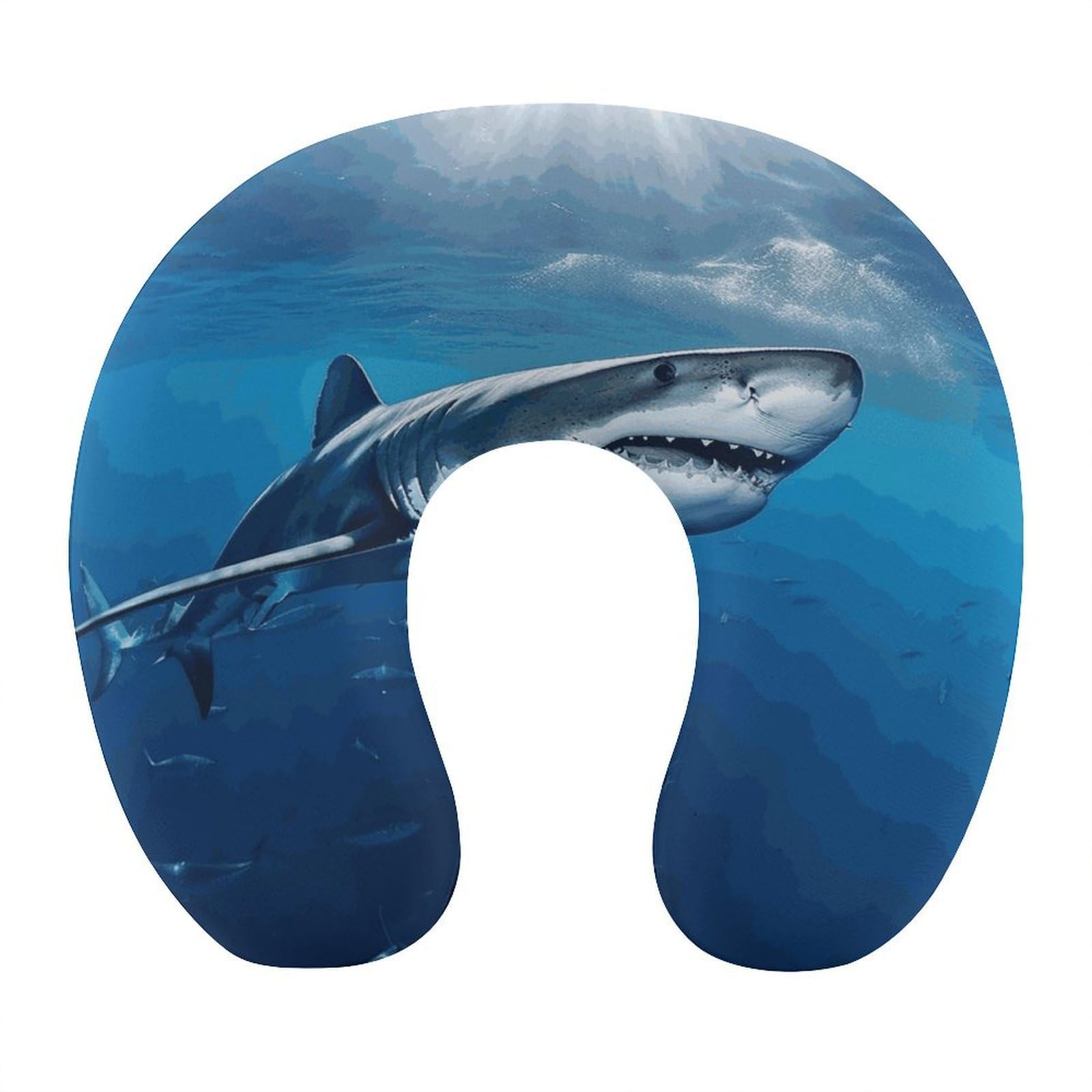 FekiLoot Ocean Sea Animal Shark Travel Pillow,U Shaped Office Napping Pillow Support Neck and Head Comfortable Travel Neck Pillow U Shape Sleeping Essentials for Long Haul Flights