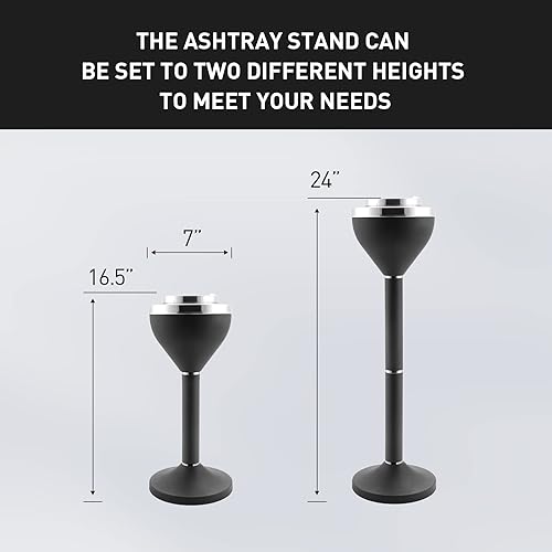 Miniatura 3 de Anfrere Cenicero de pie al aire libre para patio, bandeja exterior grande y alta para eliminación de receptáculos de cigarrillos, ceniceros de metal