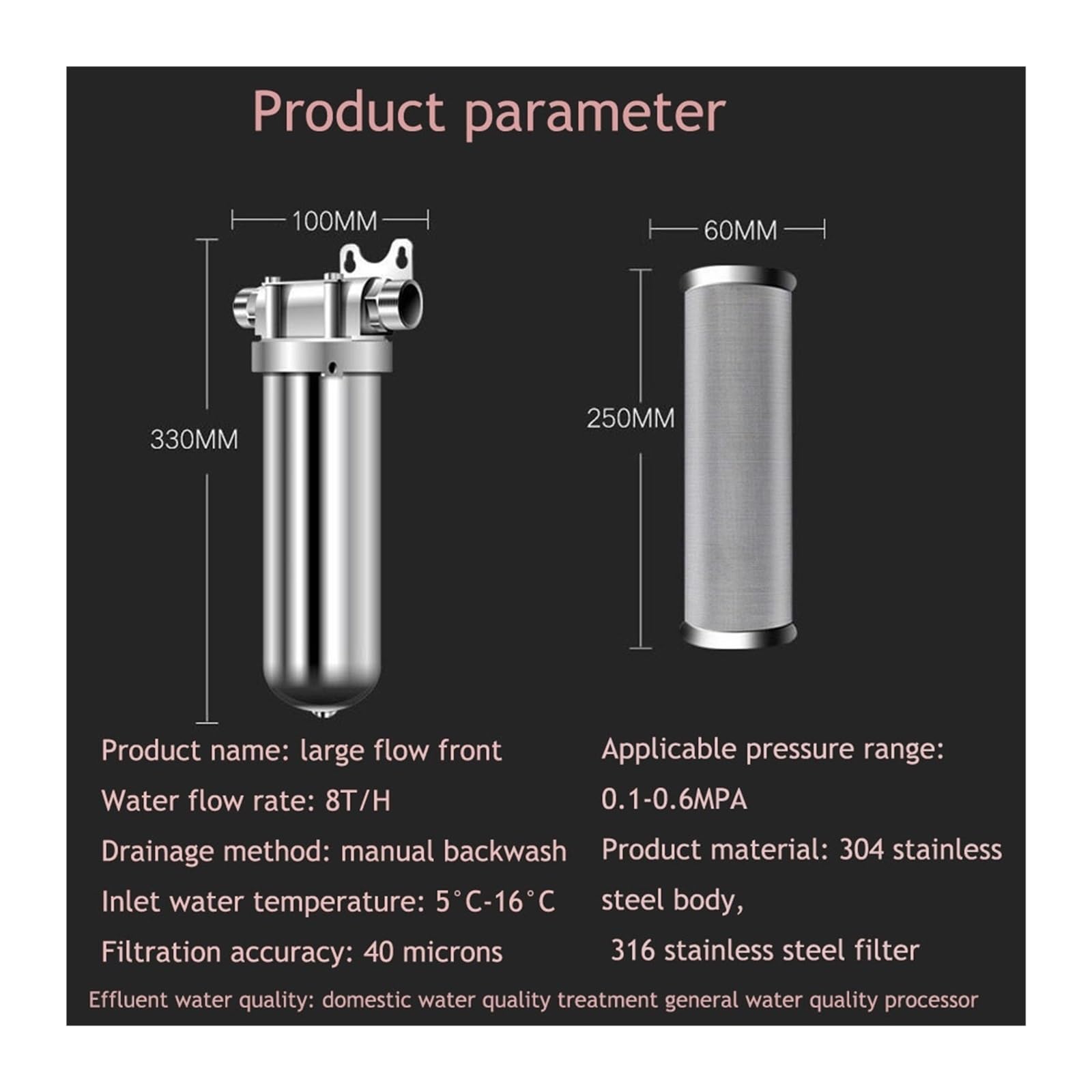 8000L / H filtr wody błoto ochrona przed rdzą, wystarczająca woda domowa 40 ΜM cały system filtrowania wody w domu(0.75inch loose joint)